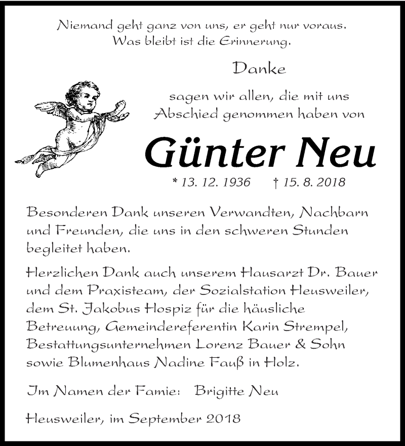  Traueranzeige für Günter Neu vom 08.09.2018 aus saarbruecker_zeitung