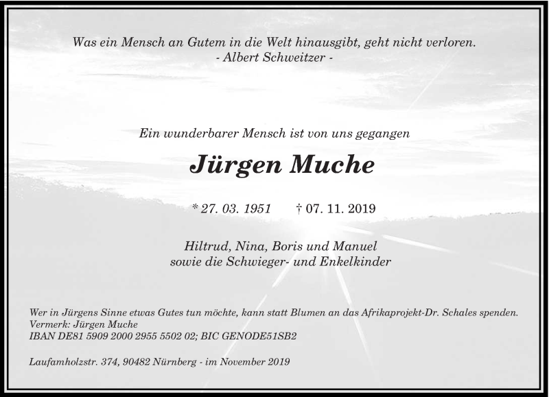  Traueranzeige für Jürgen Muche vom 09.11.2019 aus saarbruecker_zeitung
