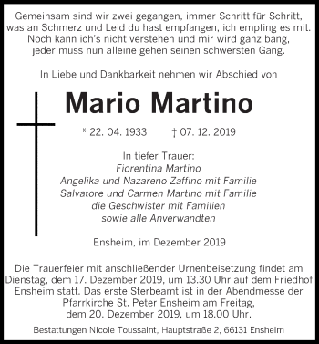 Traueranzeige von Mario Martino von saarbruecker_zeitung