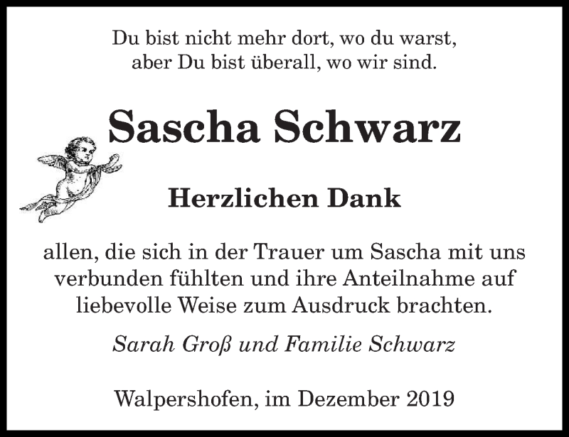  Traueranzeige für Sascha Schwarz vom 14.12.2019 aus saarbruecker_zeitung