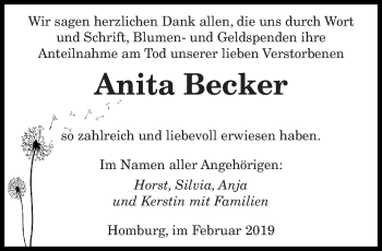 Traueranzeige von Anita Becker von saarbruecker_zeitung