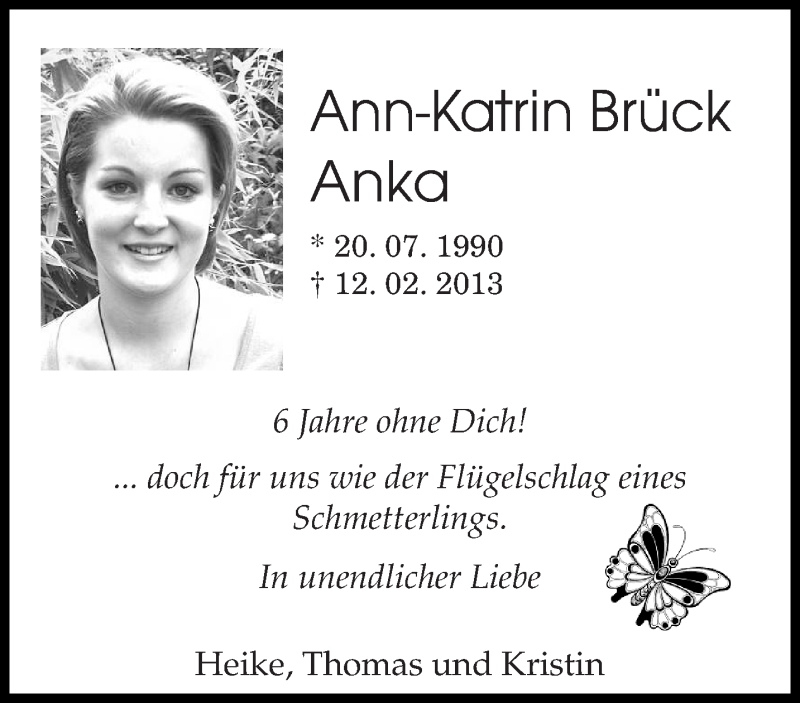  Traueranzeige für Ann-Katrin Brück vom 12.02.2019 aus saarbruecker_zeitung