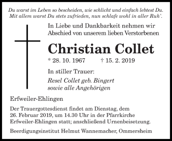 Traueranzeige von Christian Collet von saarbruecker_zeitung