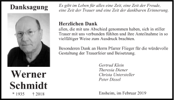 Traueranzeige von Werner Schmidt von saarbruecker_zeitung