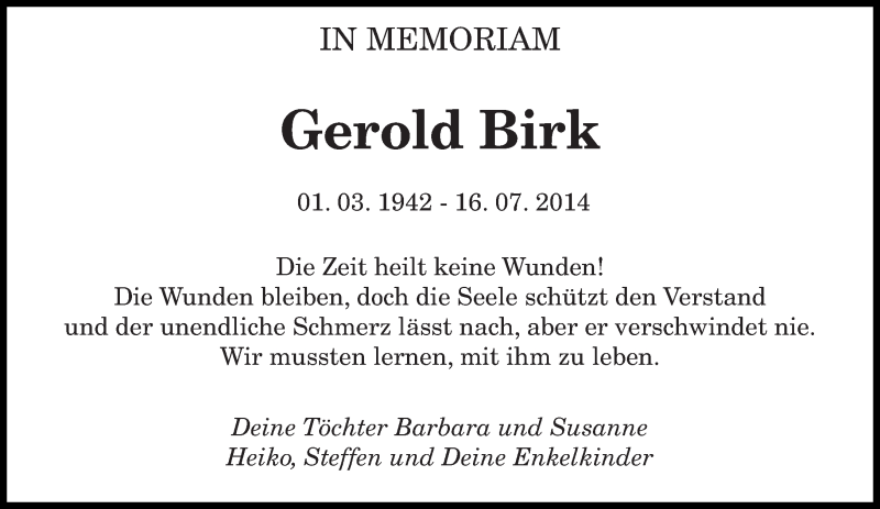  Traueranzeige für Gerold Birk vom 16.07.2019 aus saarbruecker_zeitung