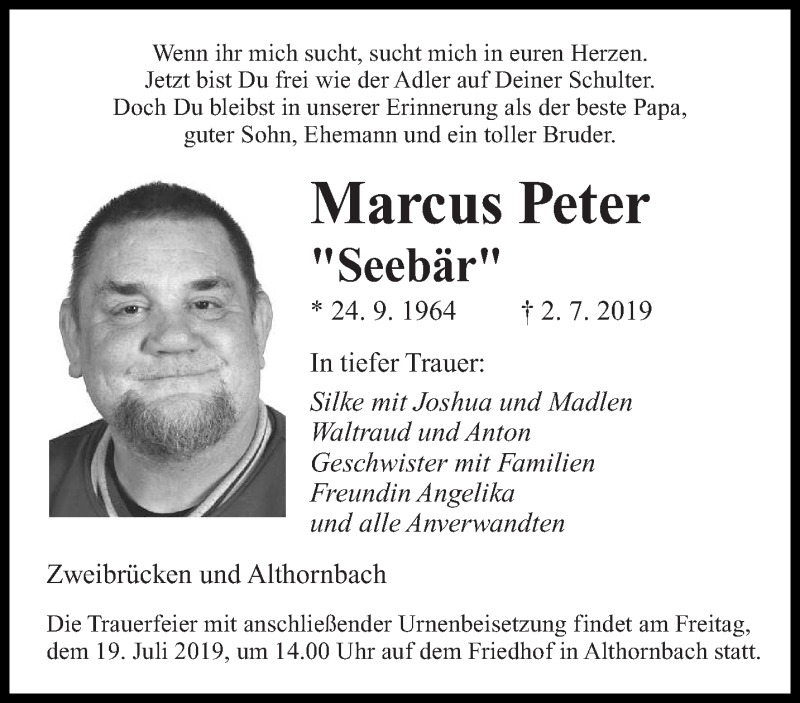  Traueranzeige für Marcus Peter vom 13.07.2019 aus saarbruecker_zeitung