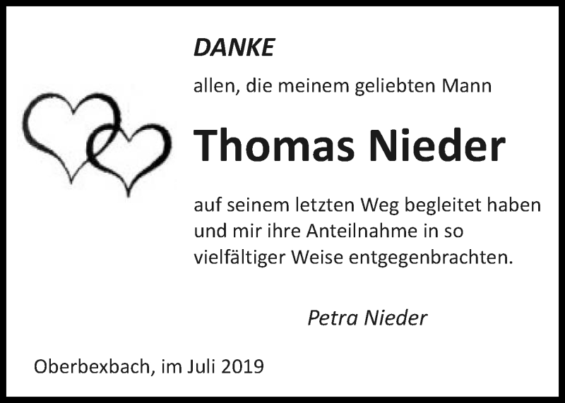 Traueranzeige für Thomas Nieder vom 27.07.2019 aus saarbruecker_zeitung