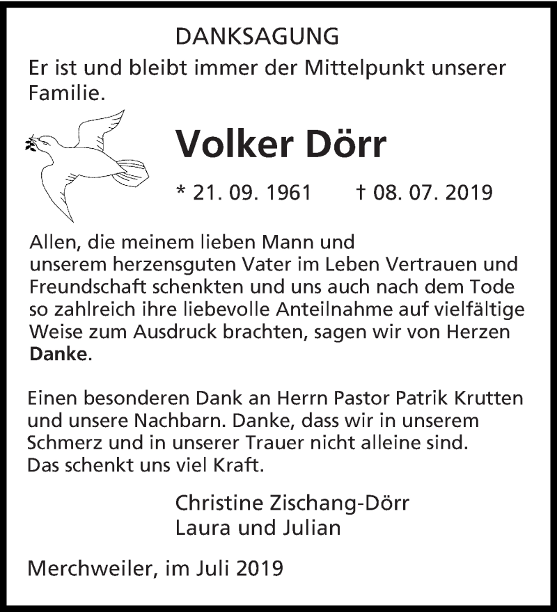  Traueranzeige für Volker Dörr vom 27.07.2019 aus saarbruecker_zeitung
