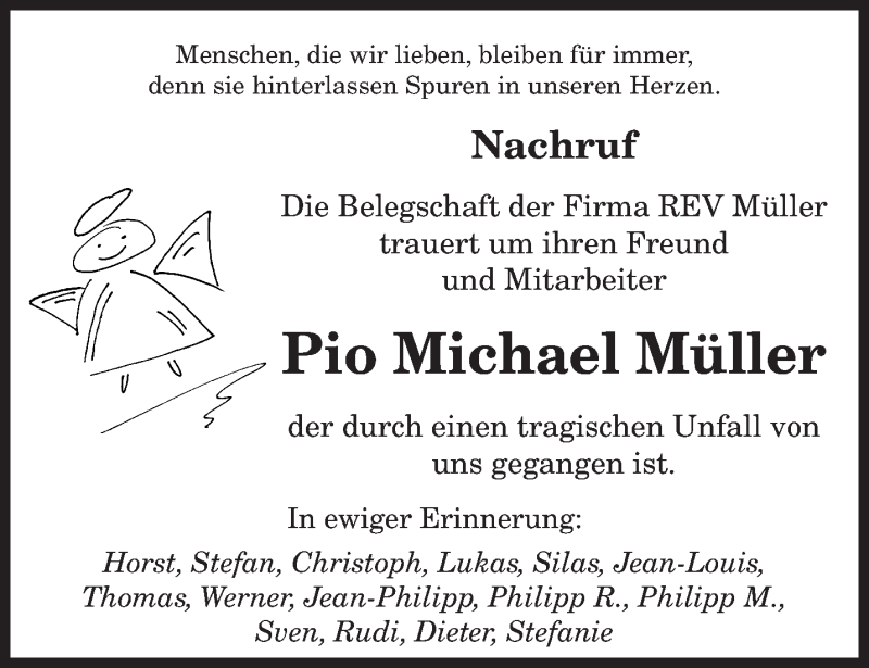  Traueranzeige für Pio Michael Müller vom 20.08.2019 aus saarbruecker_zeitung