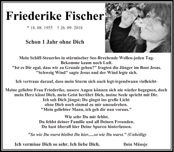 Traueranzeige von Friederike Fischer von saarbruecker_zeitung