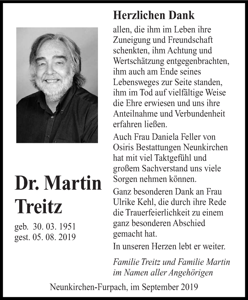  Traueranzeige für Martin Treitz vom 07.09.2019 aus saarbruecker_zeitung