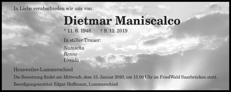  Traueranzeige für Dietmar Maniscalco vom 11.01.2020 aus saarbruecker_zeitung