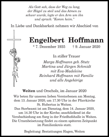 Traueranzeige von Engelbert Hoffmann von saarbruecker_zeitung