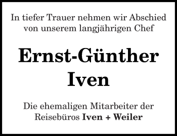 Traueranzeige von Ernst-Günther Iven von saarbruecker_zeitung