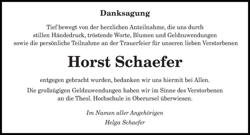  Traueranzeige für Horst Schaefer vom 25.01.2020 aus saarbruecker_zeitung