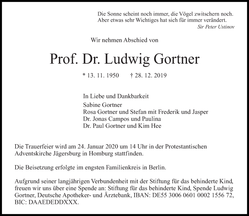 Traueranzeige für Ludwig Gortner vom 11.01.2020 aus saarbruecker_zeitung