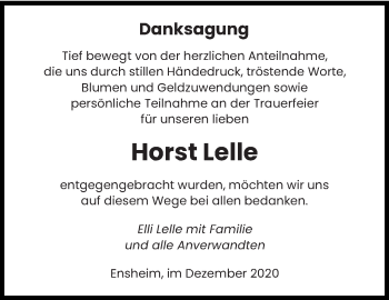 Traueranzeige von Horst Lelle von saarbruecker_zeitung