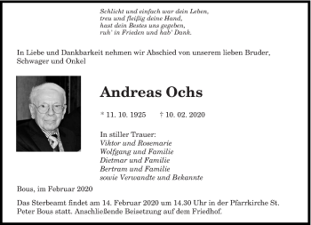 Traueranzeige von Andreas Ochs von saarbruecker_zeitung