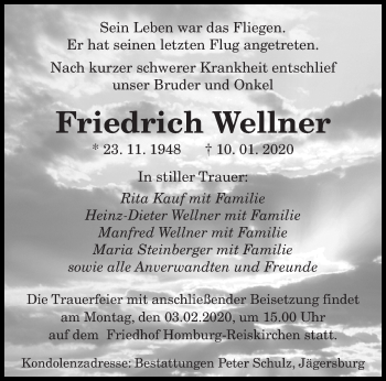 Traueranzeige von Friedrich Wellner von saarbruecker_zeitung