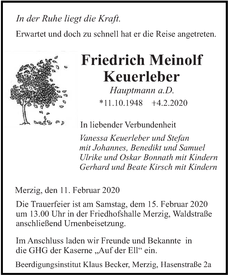  Traueranzeige für Friedrich Meinolf Keuerleber vom 11.02.2020 aus saarbruecker_zeitung