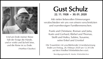 Traueranzeige von Gust Schulz von saarbruecker_zeitung