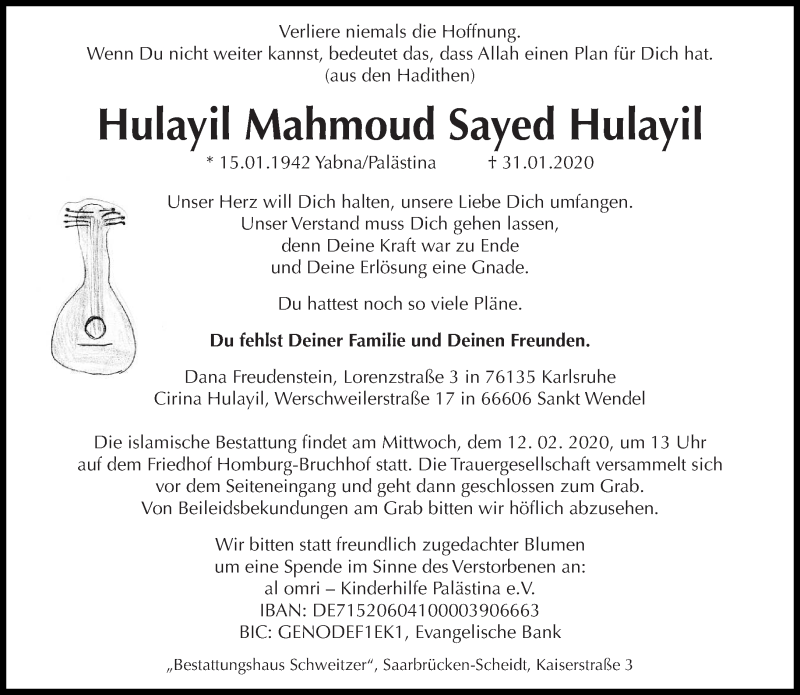  Traueranzeige für Hulayil Mahmoud Hulayil vom 08.02.2020 aus saarbruecker_zeitung