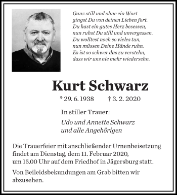 Traueranzeige von Kurt Schwarz von saarbruecker_zeitung
