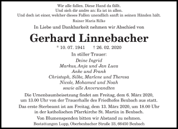 Traueranzeige von Gerhard Linnebacher von saarbruecker_zeitung