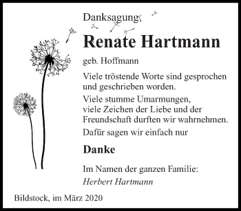Traueranzeige von Renate Hartmann von saarbruecker_zeitung