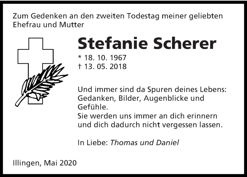  Traueranzeige für Stefanie Scherer vom 13.05.2020 aus saarbruecker_zeitung