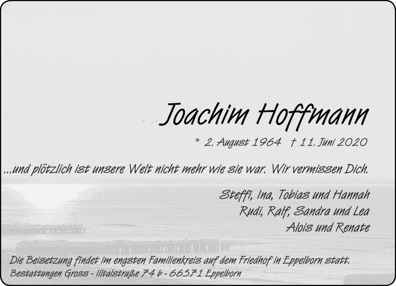  Traueranzeige für Joachim Hoffmann vom 16.06.2020 aus saarbruecker_zeitung
