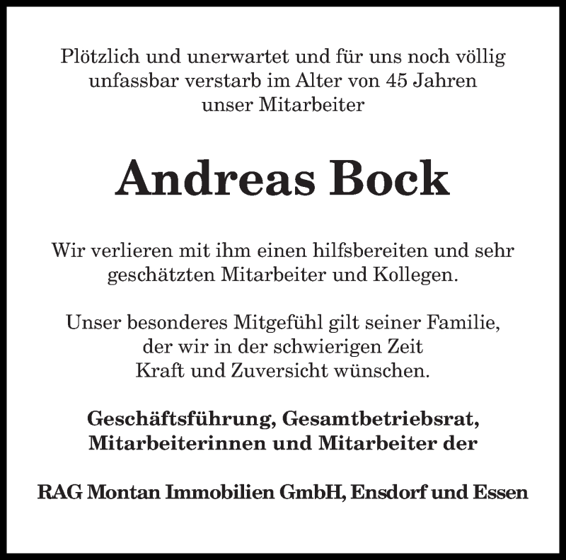  Traueranzeige für Andreas Bock vom 27.07.2020 aus saarbruecker_zeitung