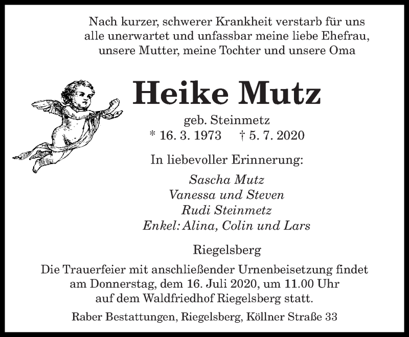  Traueranzeige für Heike Mutz vom 11.07.2020 aus saarbruecker_zeitung