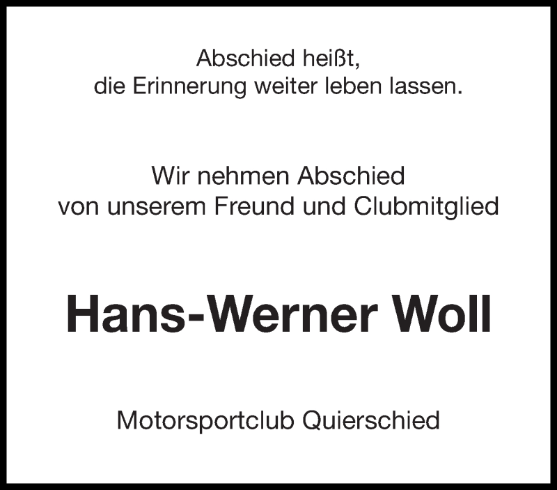  Traueranzeige für Hans-Werner Woll vom 19.09.2020 aus saarbruecker_zeitung