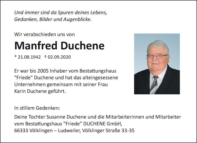  Traueranzeige für Manfred Duchene vom 05.09.2020 aus saarbruecker_zeitung