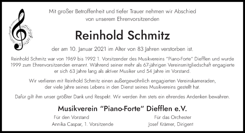  Traueranzeige für Reinhold Schmitz vom 16.01.2021 aus saarbruecker_zeitung