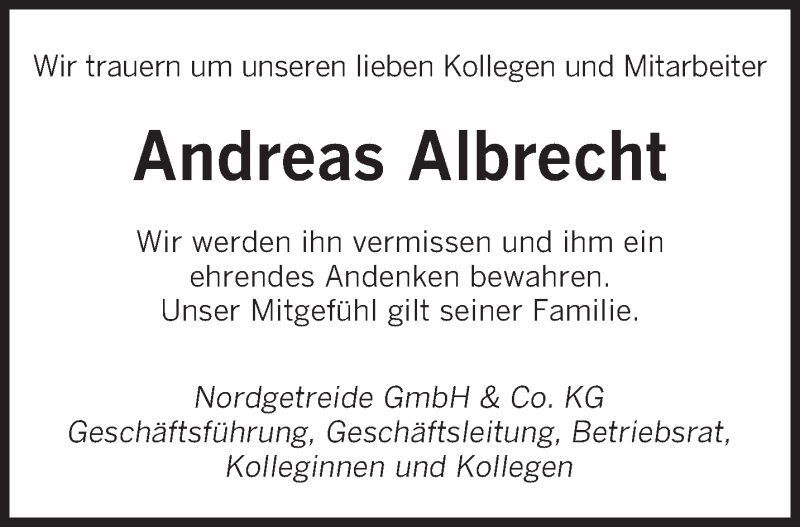  Traueranzeige für Andreas Albrecht vom 20.10.2021 aus saarbruecker_zeitung