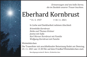 Traueranzeige von Eberhard Kornbrust von saarbruecker_zeitung