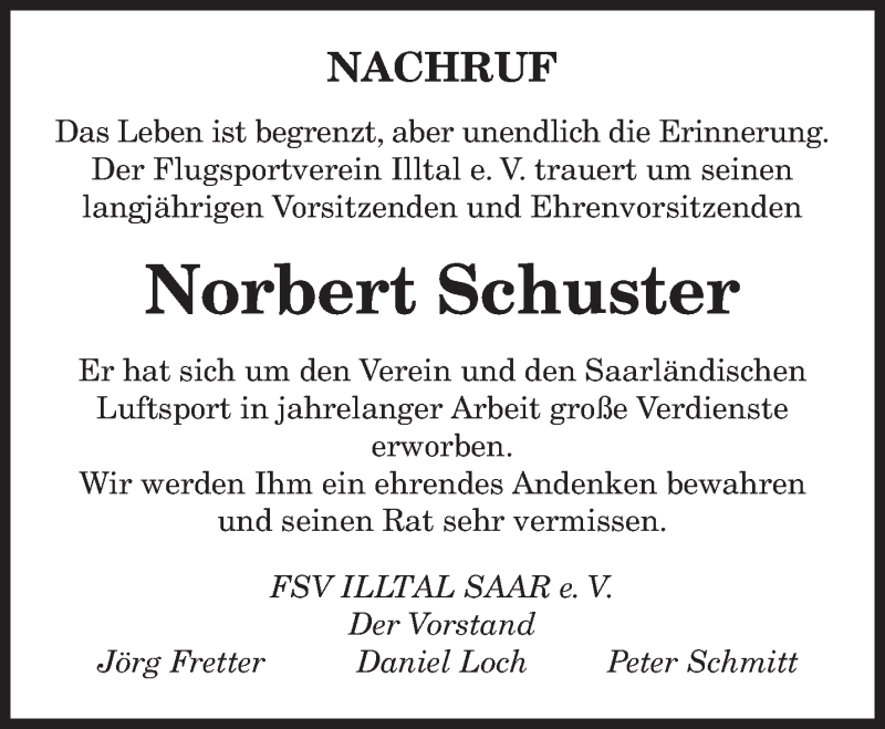  Traueranzeige für Norbert Schuster vom 08.12.2021 aus saarbruecker_zeitung