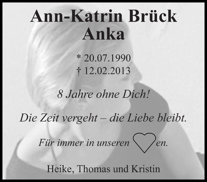  Traueranzeige für Ann-Katrin Brück vom 12.02.2021 aus Saarbrücker Zeitung