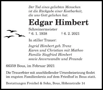 Traueranzeige von Edgar Himbert von saarbruecker_zeitung