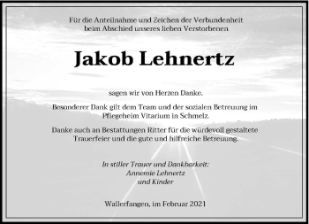Traueranzeige von Jakob Lehnertz von saarbruecker_zeitung