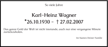 Traueranzeige von Karl-Heinz Wagner von saarbruecker_zeitung