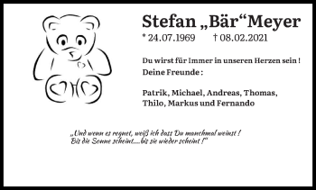 Traueranzeige von Stefan Meyer von saarbruecker_zeitung