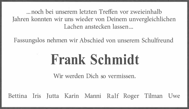  Traueranzeige für Dr. Frank Schmidt vom 20.03.2021 aus saarbruecker_zeitung