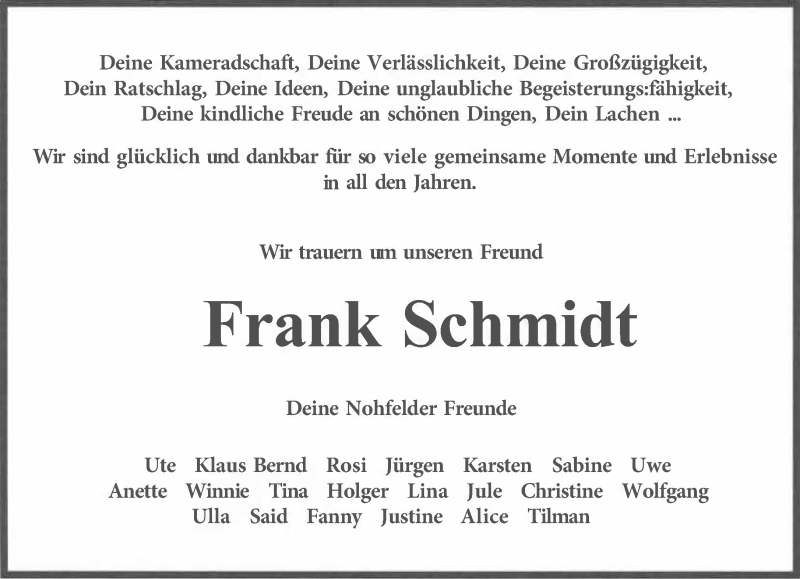  Traueranzeige für Dr. Frank Schmidt vom 20.03.2021 aus saarbruecker_zeitung