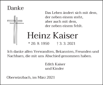 Traueranzeige von Heinz Kaiser von saarbruecker_zeitung