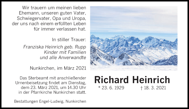  Traueranzeige für Richard Heinrich vom 20.03.2021 aus saarbruecker_zeitung