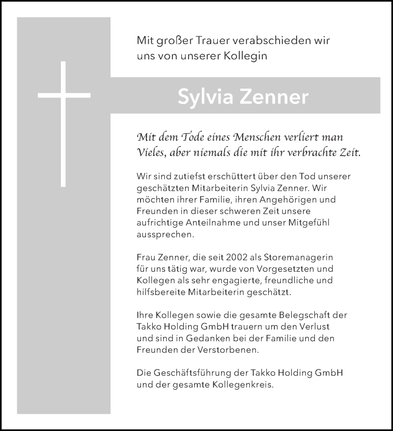  Traueranzeige für Sylvia Zenner vom 06.03.2021 aus saarbruecker_zeitung