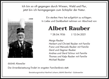 Traueranzeige von Albert Rauber von saarbruecker_zeitung